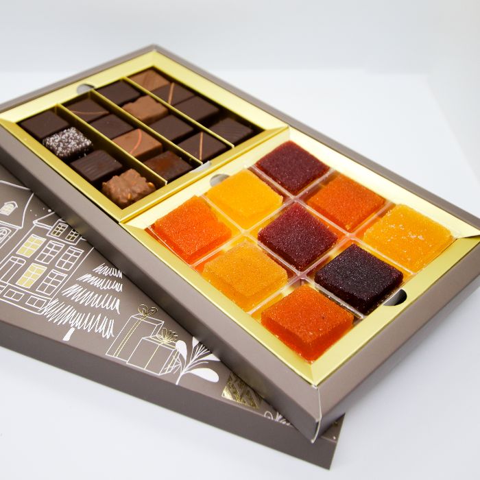 [Coffret Duo de Plaisir, 16 Chocolats et 9 Pâtes de Fruits]