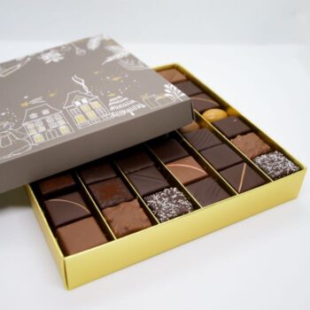 Coffret de Noël Plénitude de 36 bonbons de Chocolat, en assortiment Noir et Lait, de Stéphane Pasco, Pâtissier Chocolatier à Nantes et Vertou